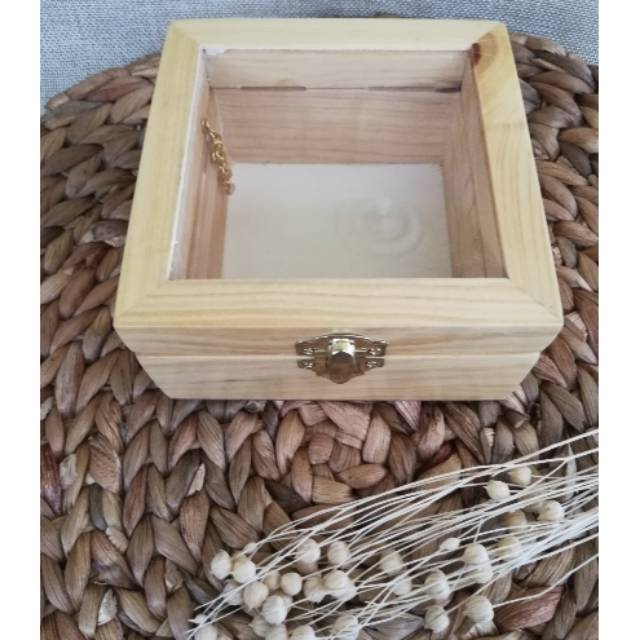 KOTAK CINCIN KAYU persegi RUSTIC BAHAN MAHAR SESERAHAN RUSTIC - KOTAK CINCIN KAYU - BAHAN RUSTIC