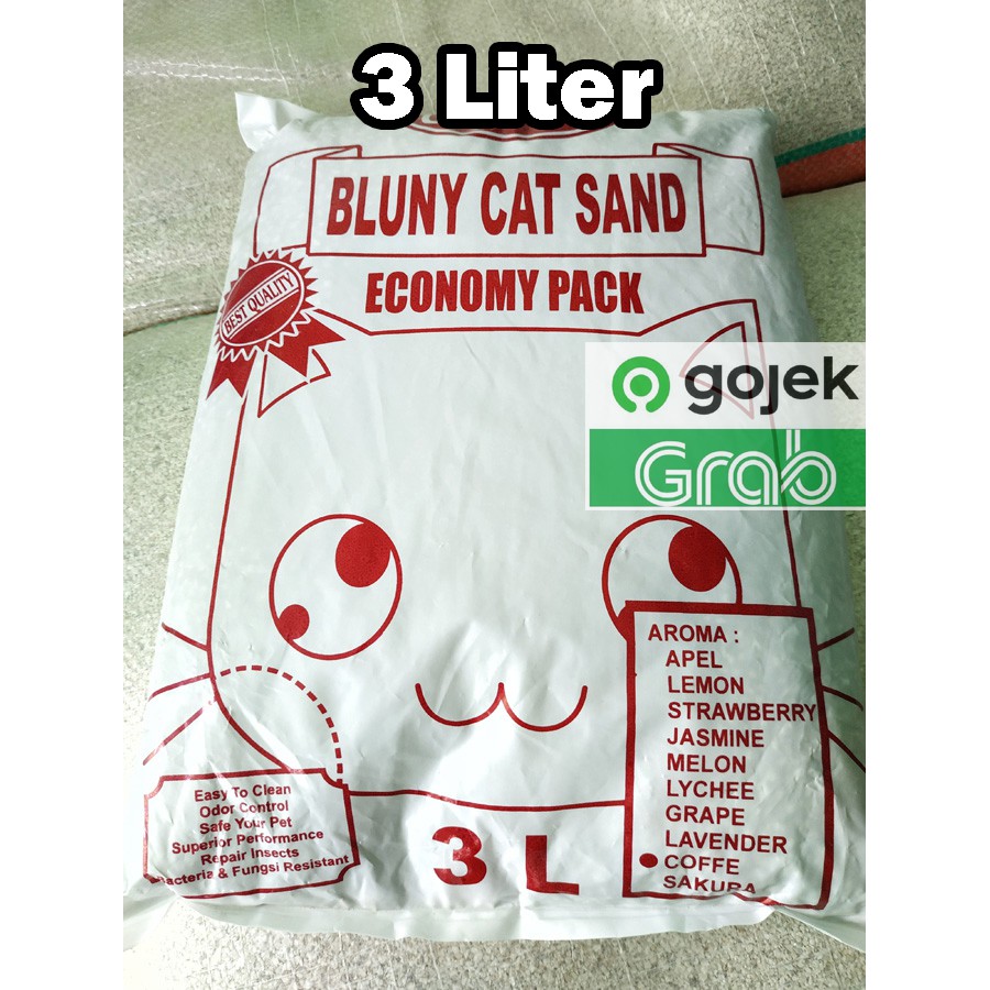 GOJEK - Pasir Bluny 3L Pasir Kucing Gumpal Wangi Murah 3 Liter