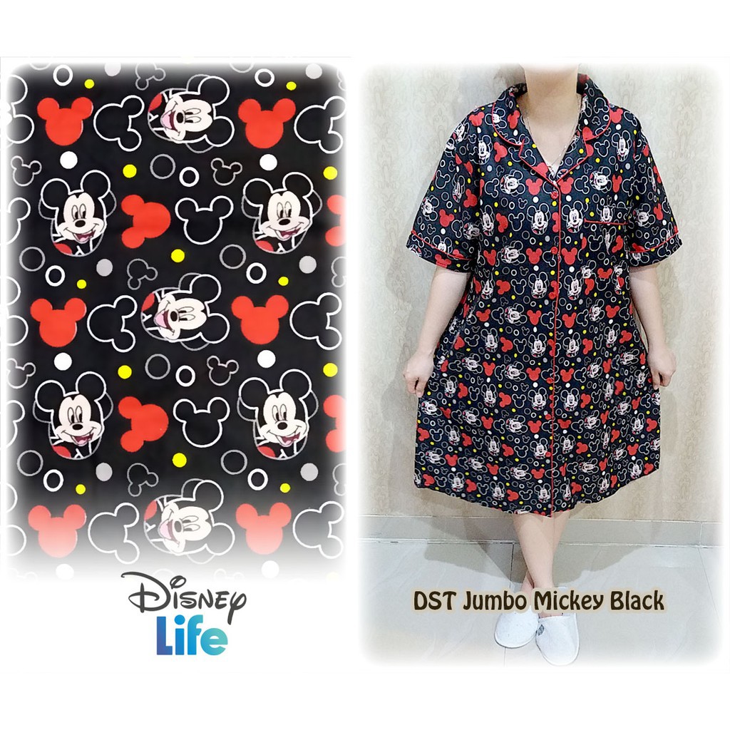 BAJU TIDUR ANAK DEWASA COWOK CEWEK KKIK / Daster Baju Tidur Jumbo Mickey Black Wanita