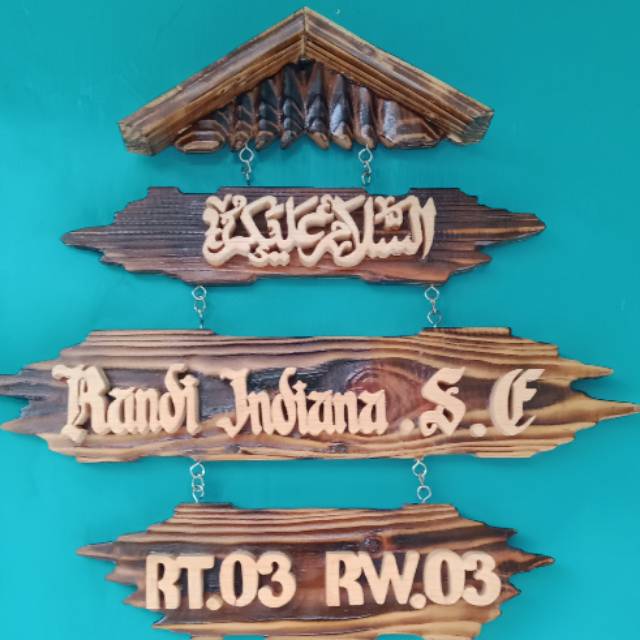 PAPAN NAMA DAN NOMOR RUMAH DARI KAYU (JATI BELANDA)