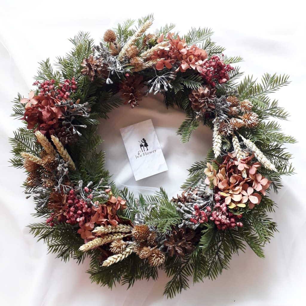 Hiasan Natal / Christmas / Natal / Rose Gold Christmas Wreath / Wreath Natal / Hiasan Natal / Dekorasi Natal / Jefe Flower