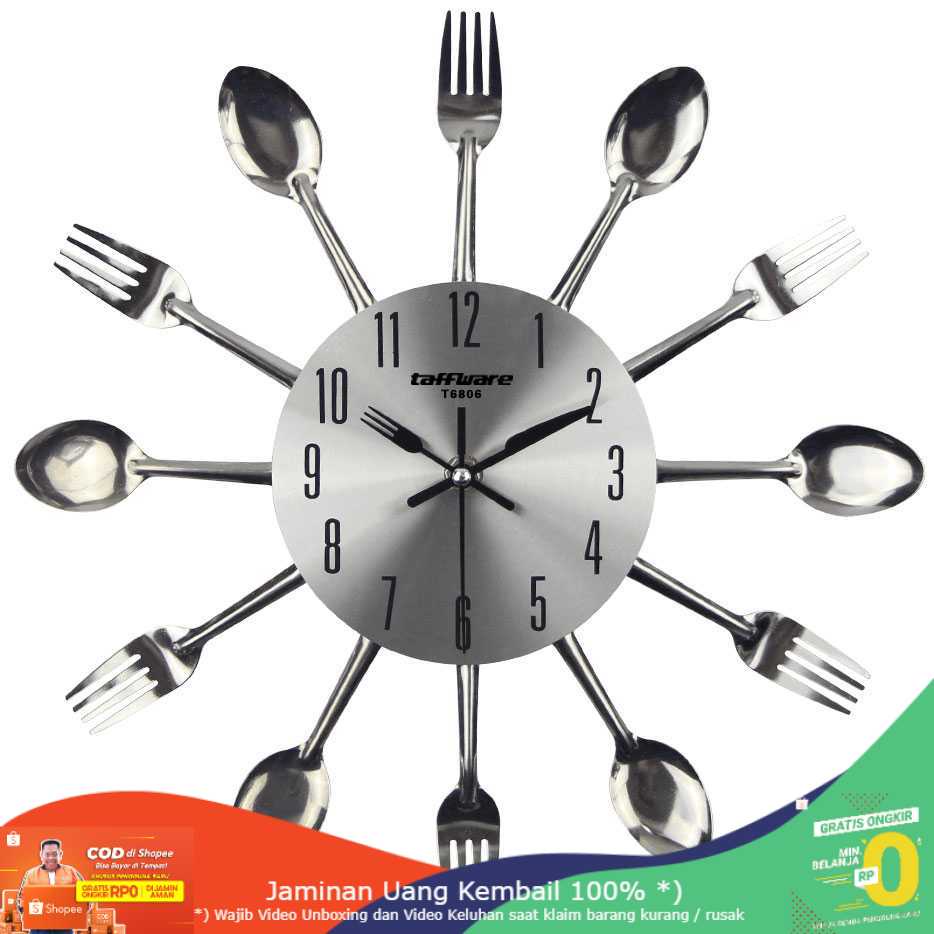 (BISA COD) RVOSTR  Jam Dinding 3D Creative Design Kuliner Sendok Garpu - T6806