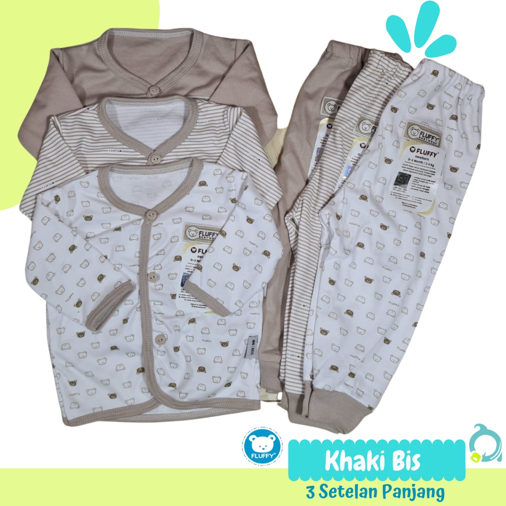 FLUFFY / LIBBY / VELVET (Khaki) Paket Baju Bayi Baru Lahir, Paket Murah Lengkap newborn,  stelan Size 0-3 &amp; Size S