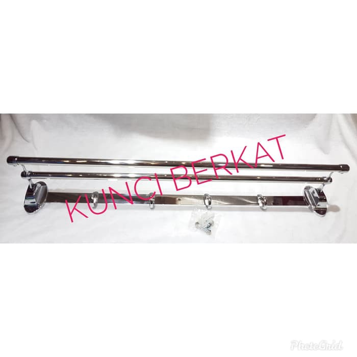 Gantungan Handuk/Rak/Towel/2 Baris/2 Bar/Pipa Melengkung/Handuk/Stainless