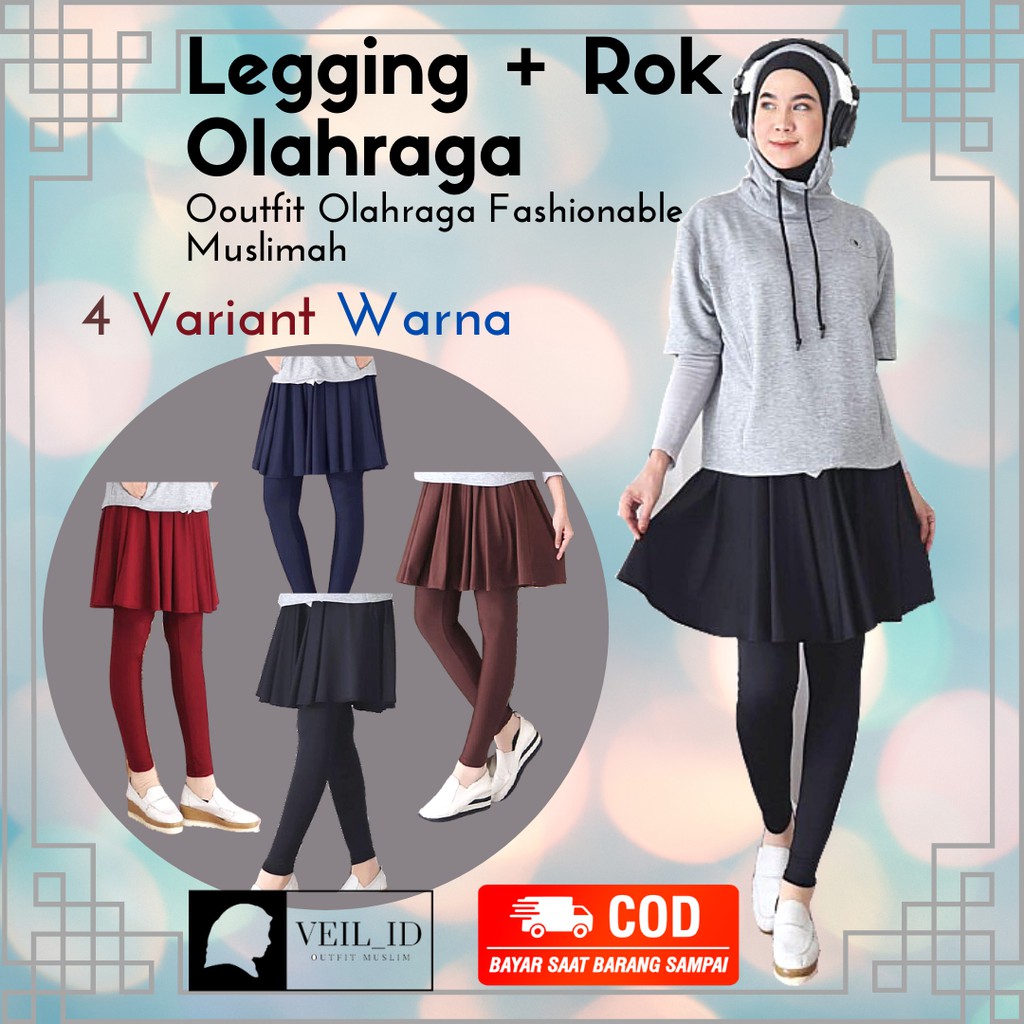 Outfit Olahraga Rok Selutut + Legging Olahraga Jogging, Sepeda, Lari, Zumba, Senam, Tenis. Tersedia 