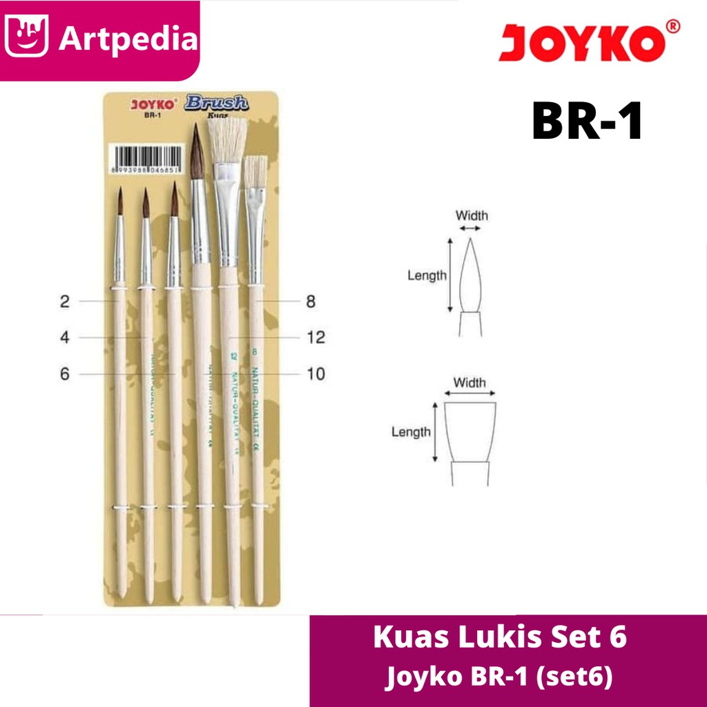 

KUAS LUKIS JOYKO BRUSH SET 6 BR-1 / KUAS LUKIS SET 6