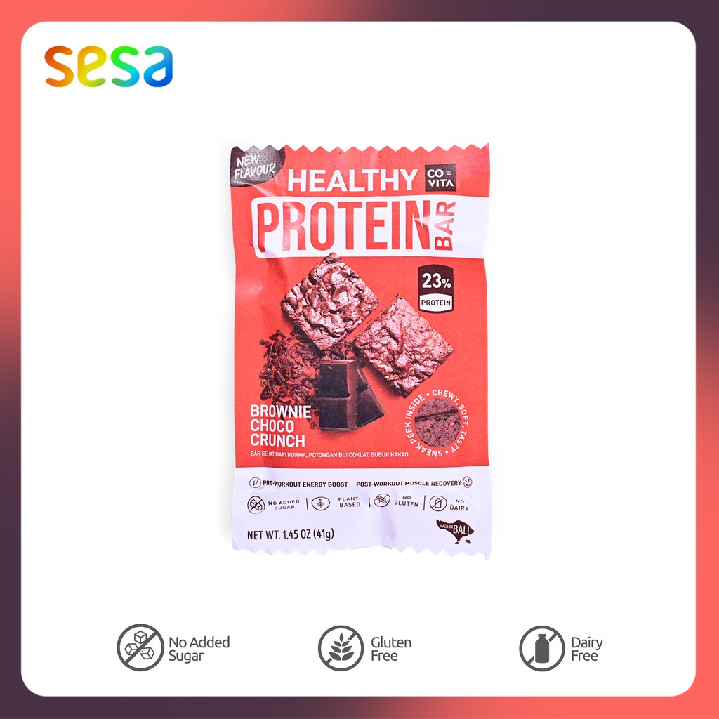 

COVITA Healthy Protein Bar Brownie Choco Crunch 41gr - Snack Bar Plant-Based Vegan Friendly