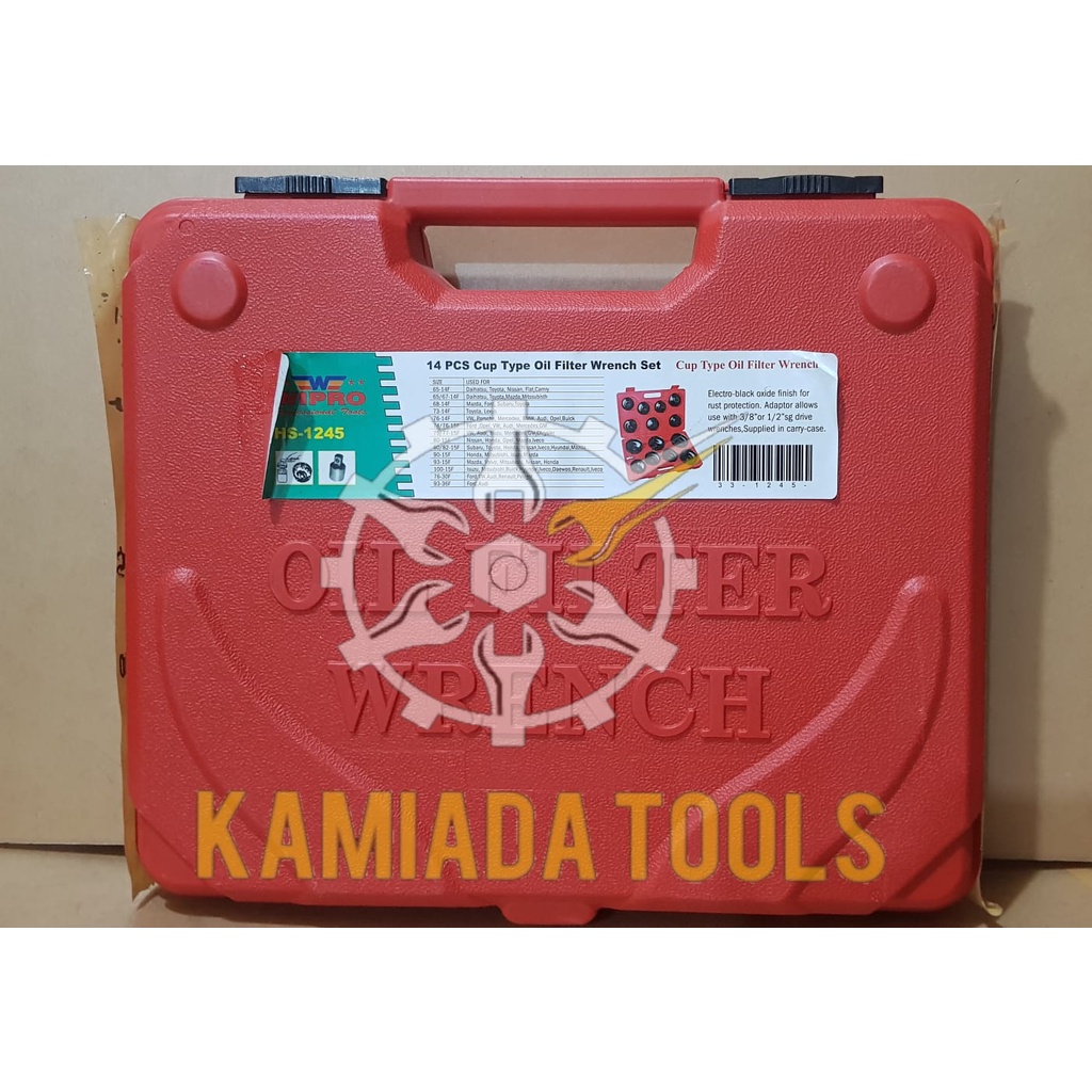 Kunci Oli Filter Set 14 Pcs WIPRO HS1245 / Kunci Filter Oli Mangkok