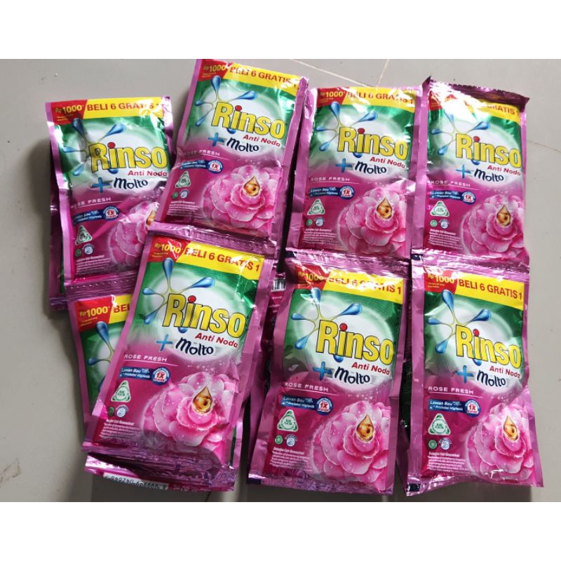 RINSO MOLTO CAIR 7 SACHET/ RINSO CAIR 6+ 1 SACHET/ RINSO MOLTO CAIR RENCENG