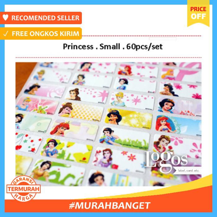 

Princess Sticker. Name Label Small. Nama Cinderella, Snow White, Ariel, Jasmine - Stiker