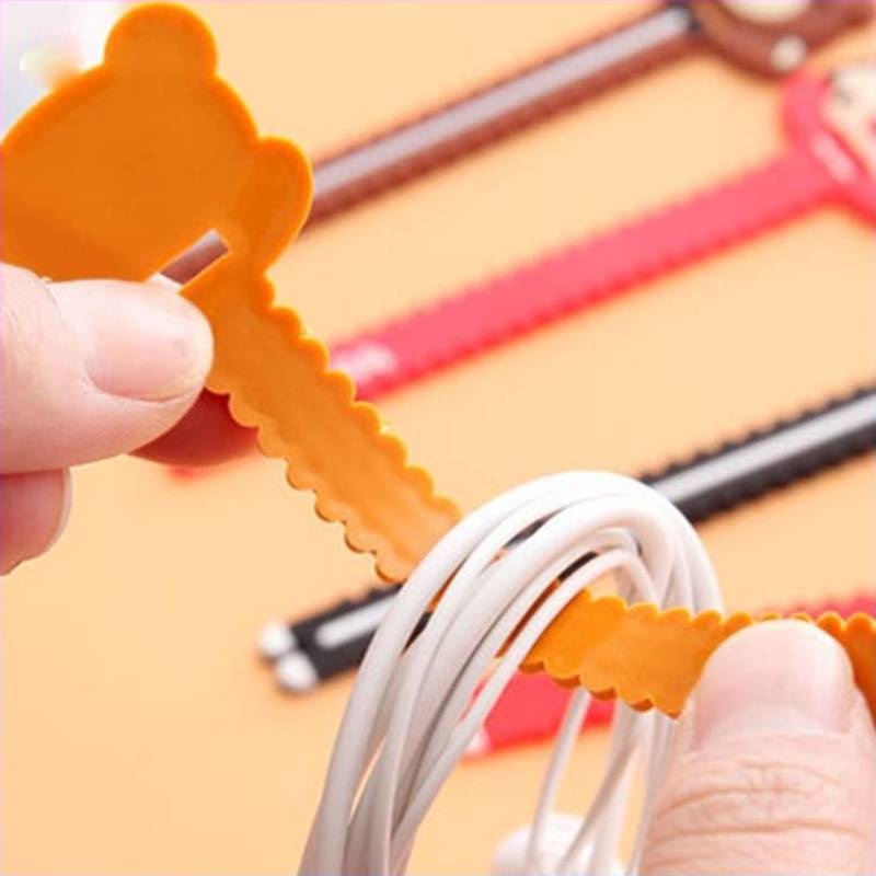 [Multifunction PVC Cable Strap Ties] [Creative Cute Cartoon Headphone Winder Hub ][Reusable Cable Winder Clip Suitable for Home, Office Cables Line Organize] [Cable Line Management Tools]