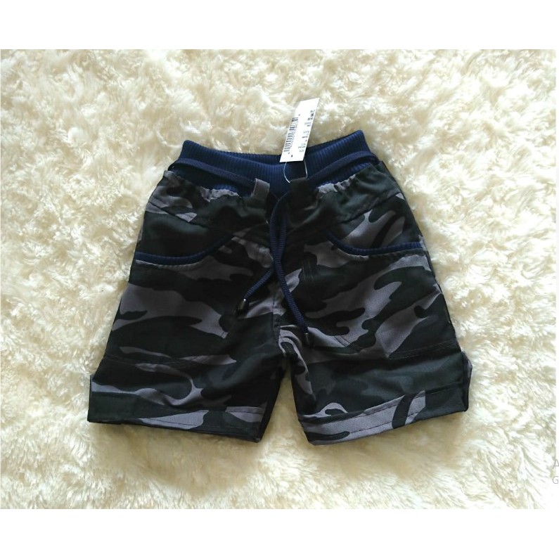 Celana Anak Pendek Saku Lokal Loreng Grey