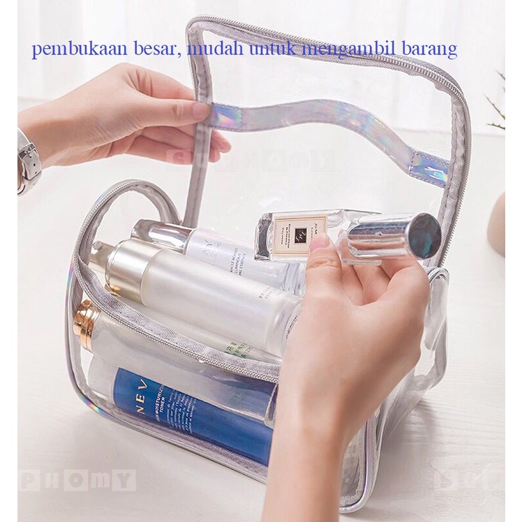 Tas Kosmetik Washbag / Tas Alat MakeUp / Cosmetic Bag Organizer / Tas Make Up Wanita/Tas Kosmetik Anti Air/Tas Kosmetik Travel Transparan /Cosmetic Cube Transparent Clear PVC Toiletries Wash Bag /Pouch Kosmetik