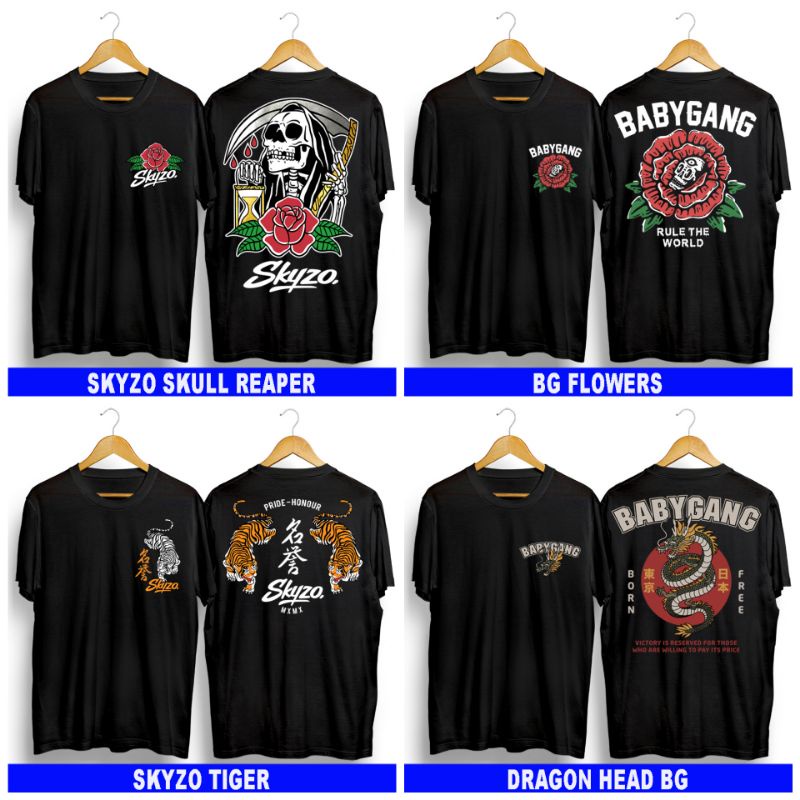 T-shirt Baju Kaos Distro Terbaru Fashion Pria Wanita Dewasa Anak Kaos Skyzo Skull Reaper Skyzo Babyg