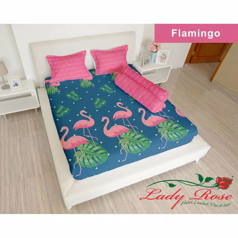 Lady rose - Sprei 90/100/120/140/160/180/200 Small single queen king ekstra king motif Dewasa Burung Flamingo Flaminggo Angsa