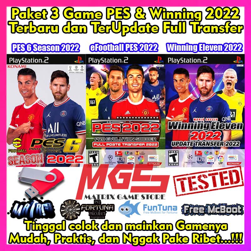 Flashdisk 3 Game PS2 PS 2 eFootball PES 2022 dan Winning Eleven 2022