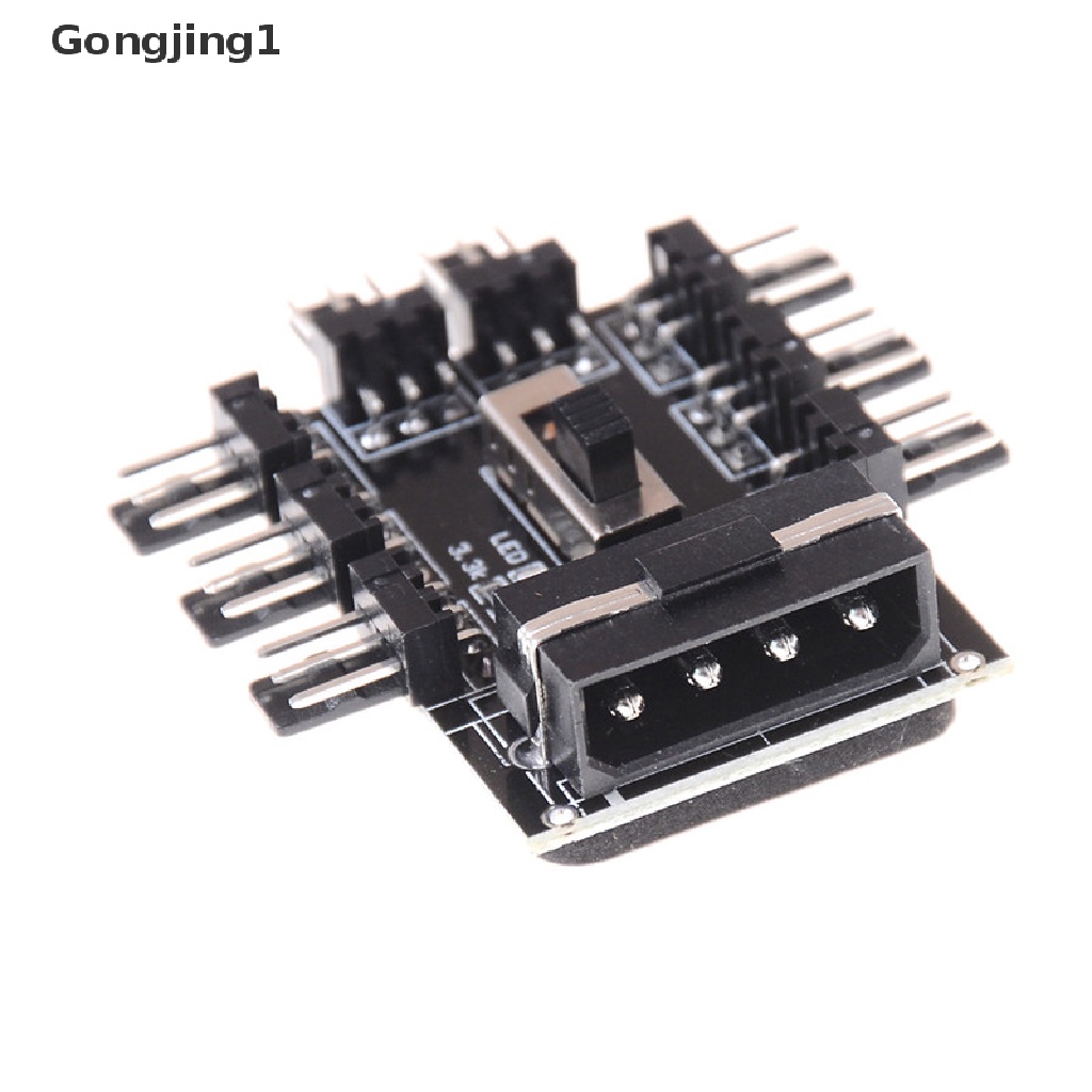 Gongjing1 Hub Power Adapter Splitter IDE Molex 1 Ke 8 Arah 3-Pin Untuk Kipas Pendingin PC