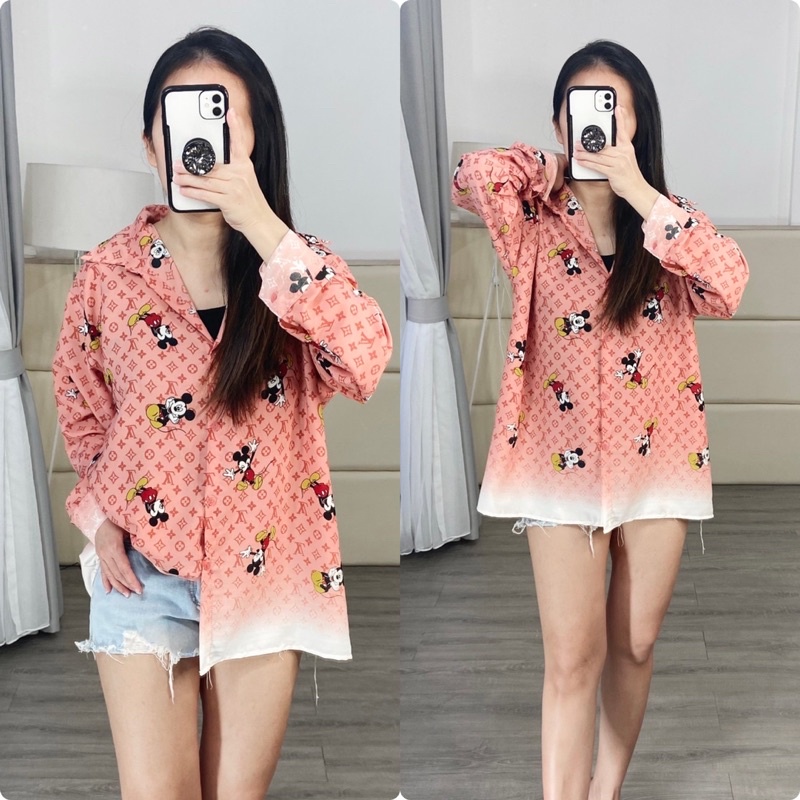 real pic atasan kemeja wanita motif / kemeja oversize / kemeja abstrak