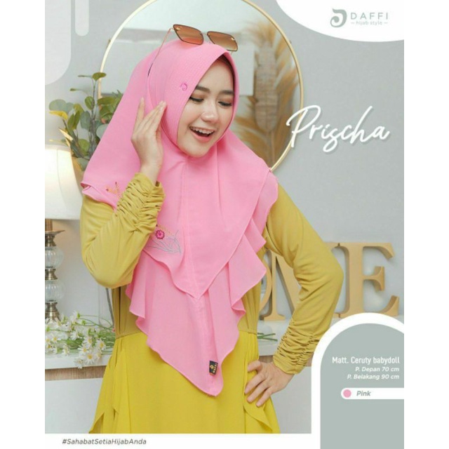 Restock Prischa - Best Seller Khimar PRISCHA ORI DAFFI - Jilbab Kerudung Simple Bordir Bunga Syari I
