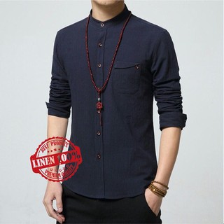  BAJU  KOKO  BAHAN LINEN DUDE AFGAN LENGAN  PANJANG  KERAH 