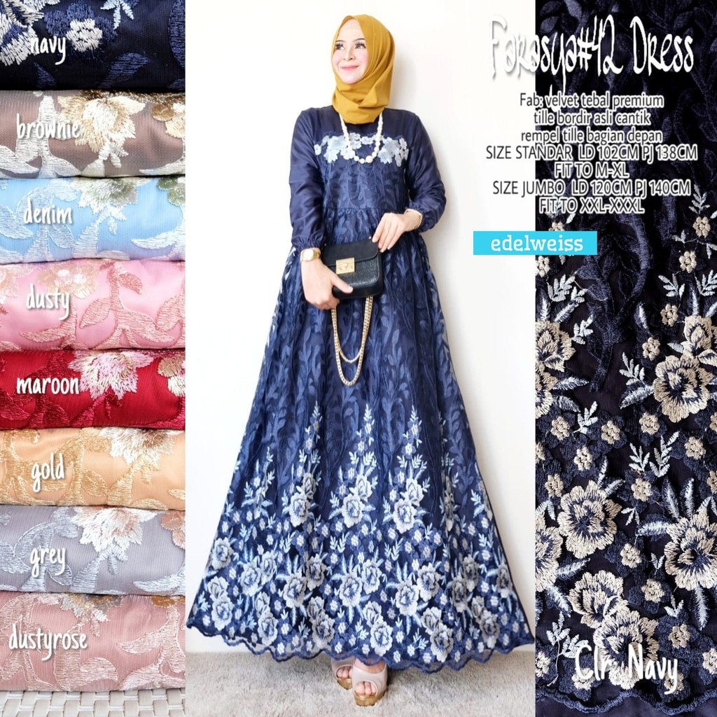 EDELWEISS Farasya #42 Dress brokat bridal tile murah cantik terbaru fashion muslim modern kekinian