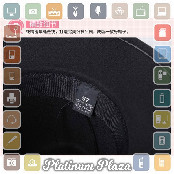 JIANGXIHUITIAN Topi Laken Jazz Vintage Fedora - FS-219 - Black`3A8VCS-