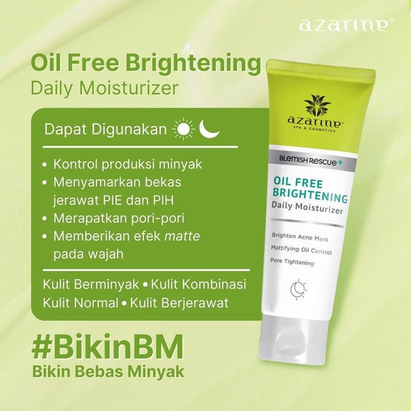 AZARINE Oil Free Brightening Daily Moisturizer Gel 40g BPOM | Pelembab Wajah