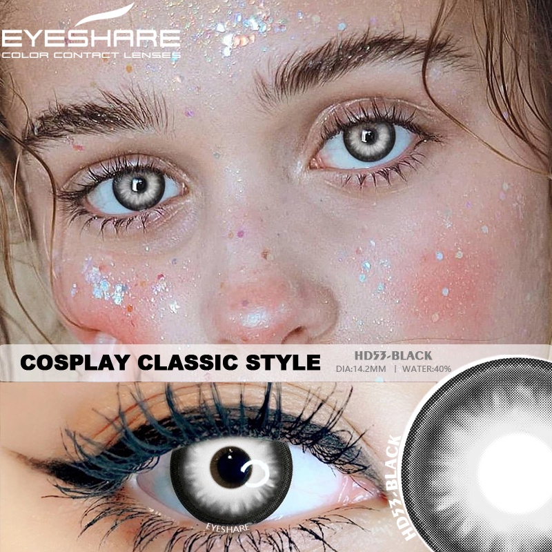 [✅COD] HD53 Softlens Kontak Lensa berwarna anime cosplay game halloween Costumes series softlens mata korea normal minus (0.00) CRAZY color free lenscase