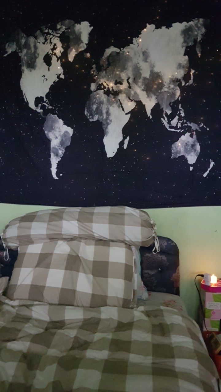 Matras Permadani Desain Peta Dunia Bintang Warna Hitam Putih Untuk Dekorasi Apartemen