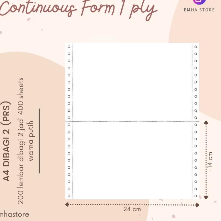 

✥Diskon➧ BHQ Kertas Continuous Form Struk PPOB PLN A4 Dibagi 2 1 Ply 200 Lembar 64 ➧Bayar Di Tempat