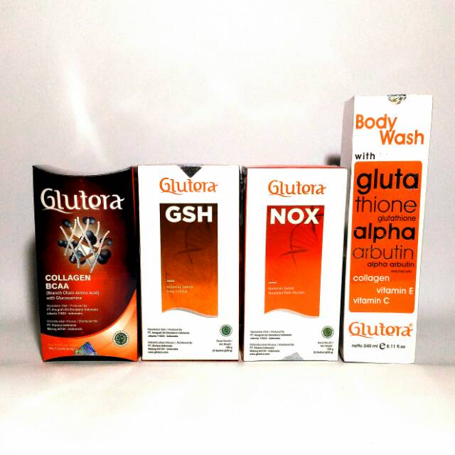 GLUTERA COLLAGEN BCAA & 1 BOX L-GLUTATHIONE (GSH) & 1 NITRIC OXIDE (NOX) & BODY WASH