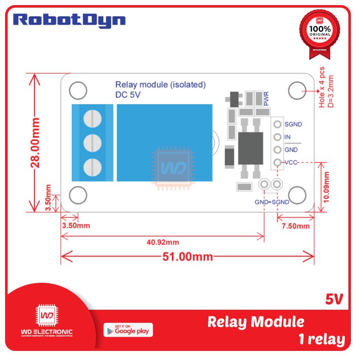 RobotDyn Relay 1 channel 5V relay module