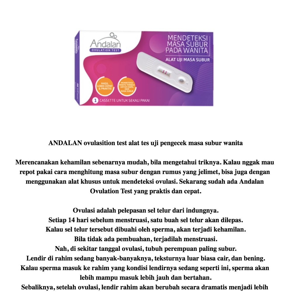 ORIGINAL Andalan Ovulation Test Masa Subur / Andalan Tes Kesuburan / LEDI MART