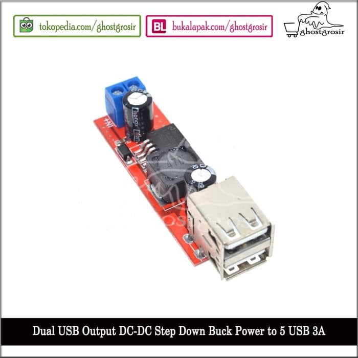 Dual USB Output DC-DC Step Down Buck Power to 5 USB 3A