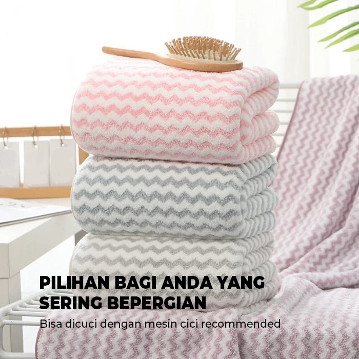 Handuk Mandi 140cm x 70cm Motif ZigZag Dengan Bulu Lembut Dan Daya Serap Tinggi - H15-A-KT