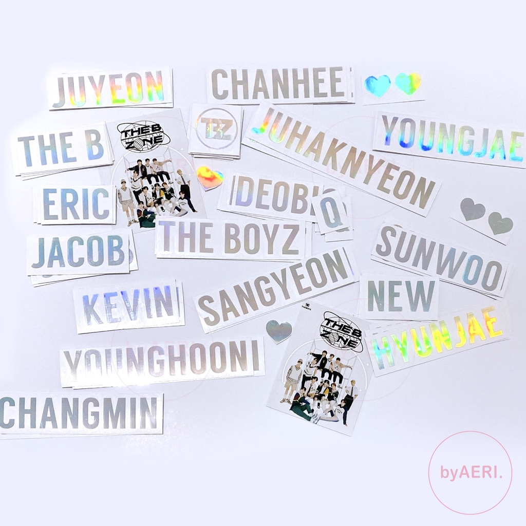 THE BOYZ HOLOGRAM CUTTING STICKER (Kpop Stiker Nama Hangul Member Logo Lightstick)