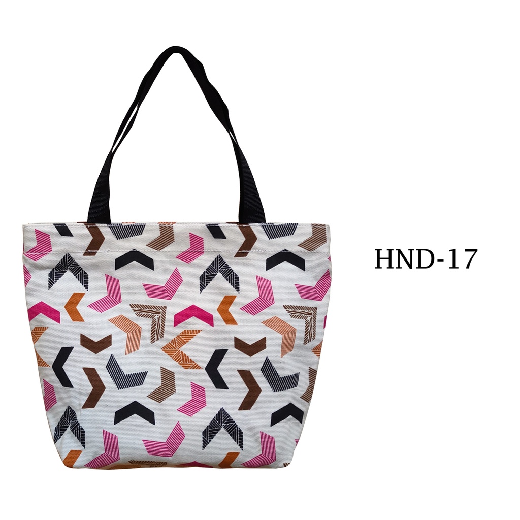 TAS KANVAS HAND BAG TAS TANGAN TOTE BAG BAHAN KAIN KANVAS TEBAL DENGAN RITSLETING MOTIF HND-17