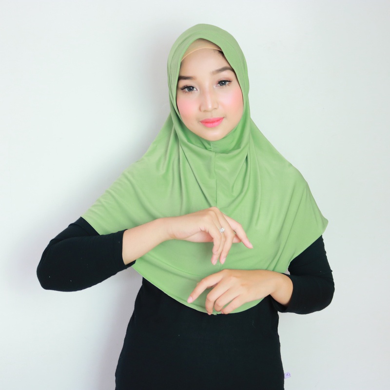 Jilbab Instan Hamidah Jersey Kerudung Olahraga Daily Termurah-SAGE GREEN