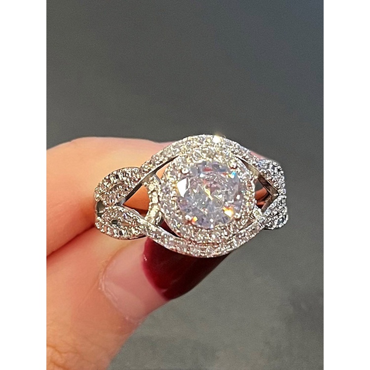 Cincin Cubic Zirconia Warna Putih Untuk Wanita