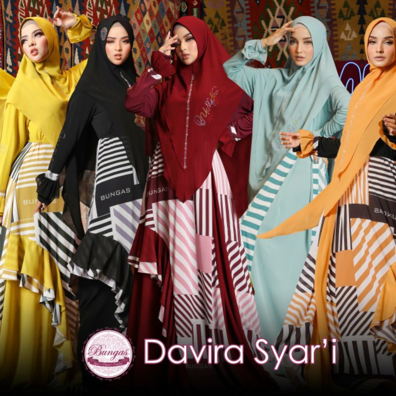 DAVIRA SYARI by BUNGAS Original Syar'i Gamis Set Hijab Kekinian Best Seller Bestseller with Khimar