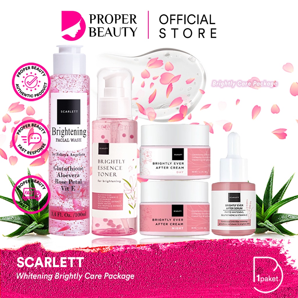 SCARLETT Whitening Brightly Care Package Indonesia / Paket Skincare Brightening Ever After / Facial 