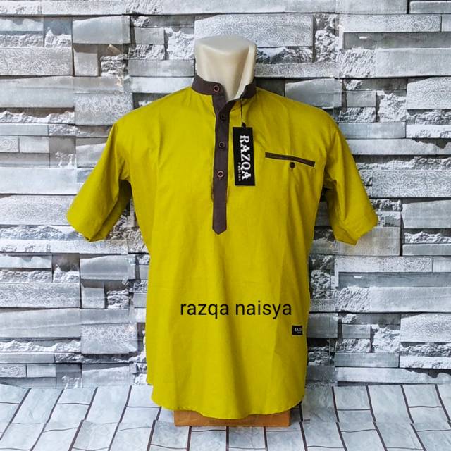 Kemko Pria warna Lemon kombinasi terbaru 2020 / Kemko Kemeja koko lengan pendek warna Lime