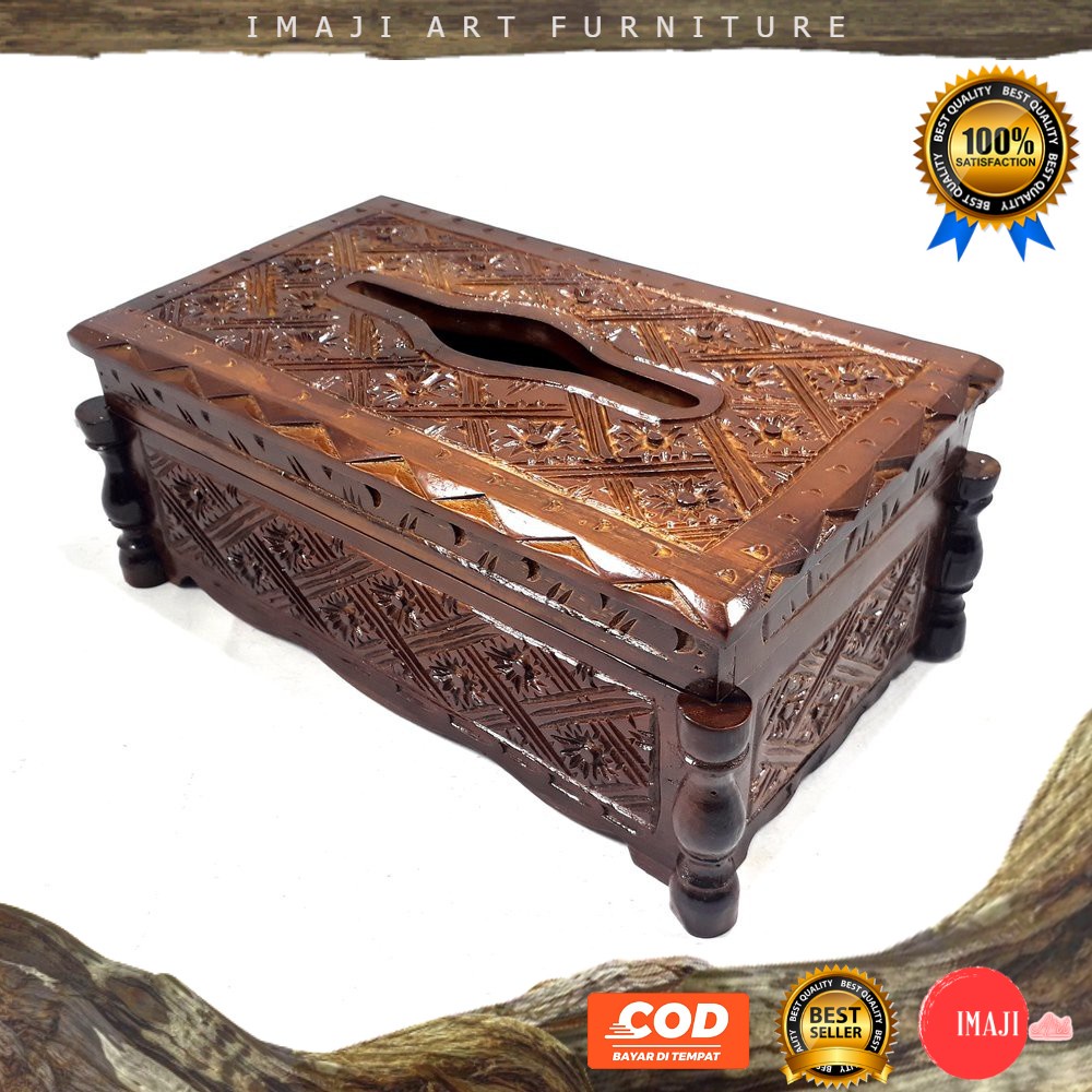 [ COD ] Box tisu / wadah tisu / kotak tisu / tempat tisu kayu jati  full ukir cukit dekorasi ruang r