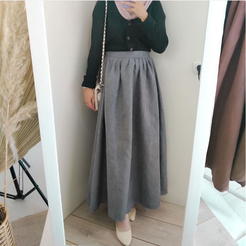 ALEEYA Rok Suede Rempel Panjang/ Aurelia Maxi Skirt Suede (2117)