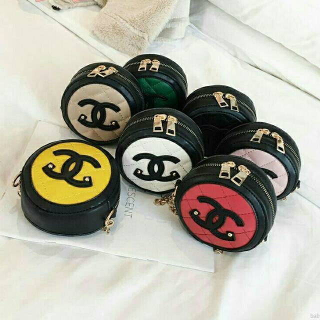 TAS ANAK BRANDED,  SLING BAG ANAK,  CH ROUND BAG, TAS SELEMPANG ANAK CEWEK