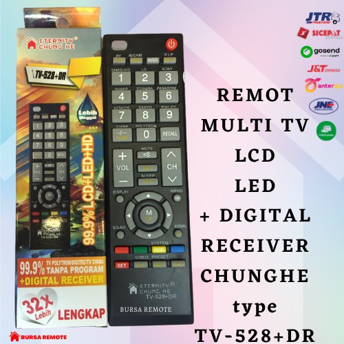 Remot Remote Multi TV LCD LED Tabung +DIGITAL Receiver Chunghe type TV-528+DR multifungsi serbaguna