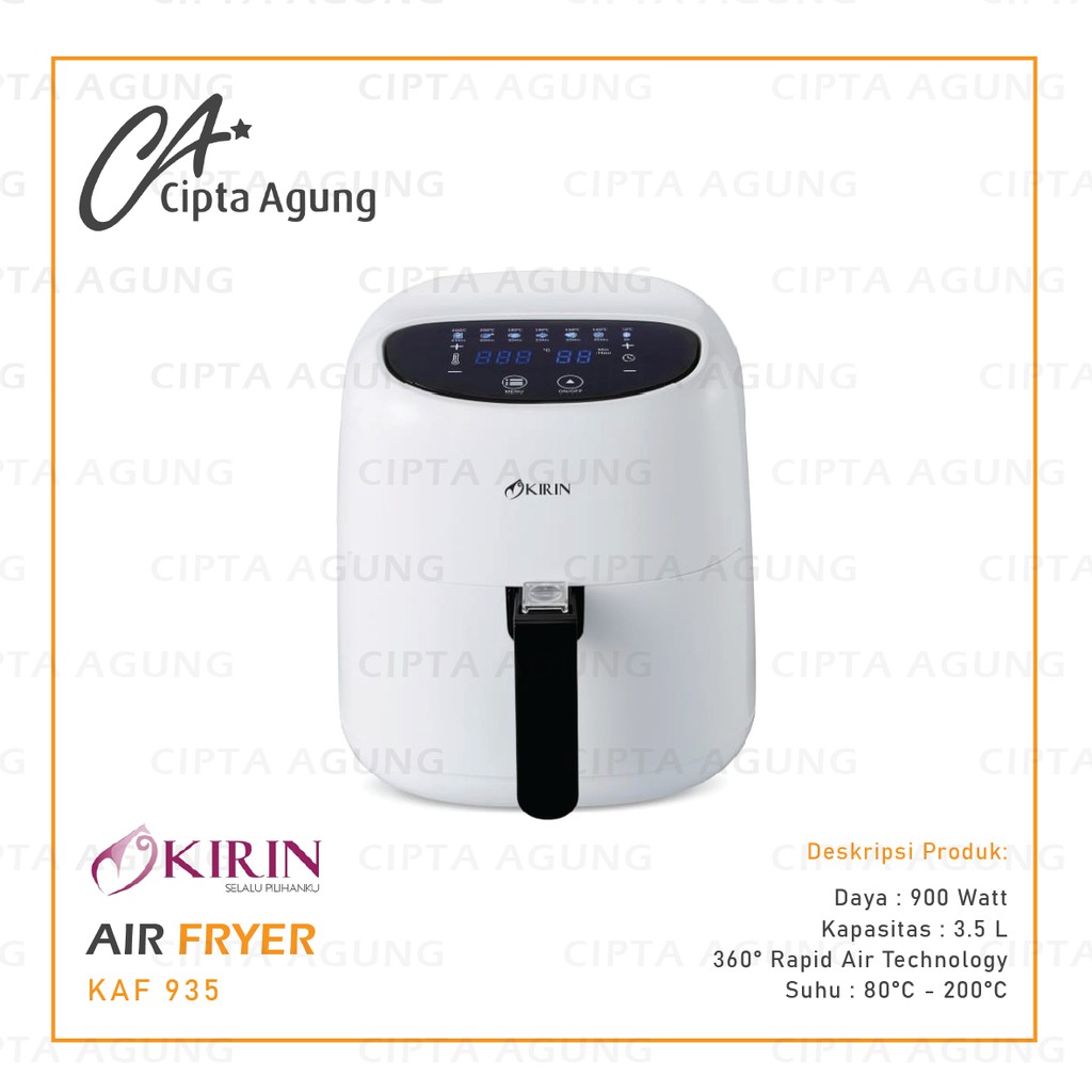 DIGITAL AIR FRYER KIRIN KAF 935 D KAF-935D KAF935D 3.5 L 900 WATT