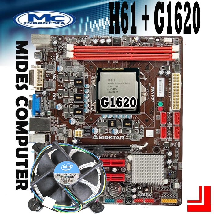 Motherboard H61 Biostar + G1620 + FAN