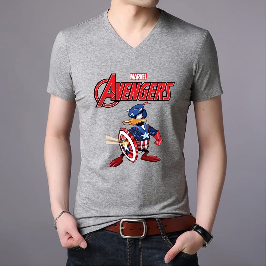 KAOS PRIA WANITA LEHER V-NECK DISTRO KAPTEN DONAL DEWASA T-SHIRT SIMPEL