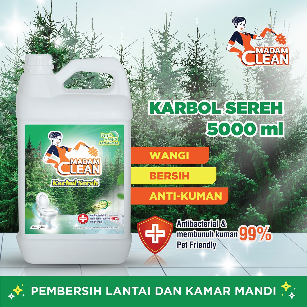 Karbol Sereh Pembersih Lantai Kamar Mandi WC 5 Liter MADAM CLEAN